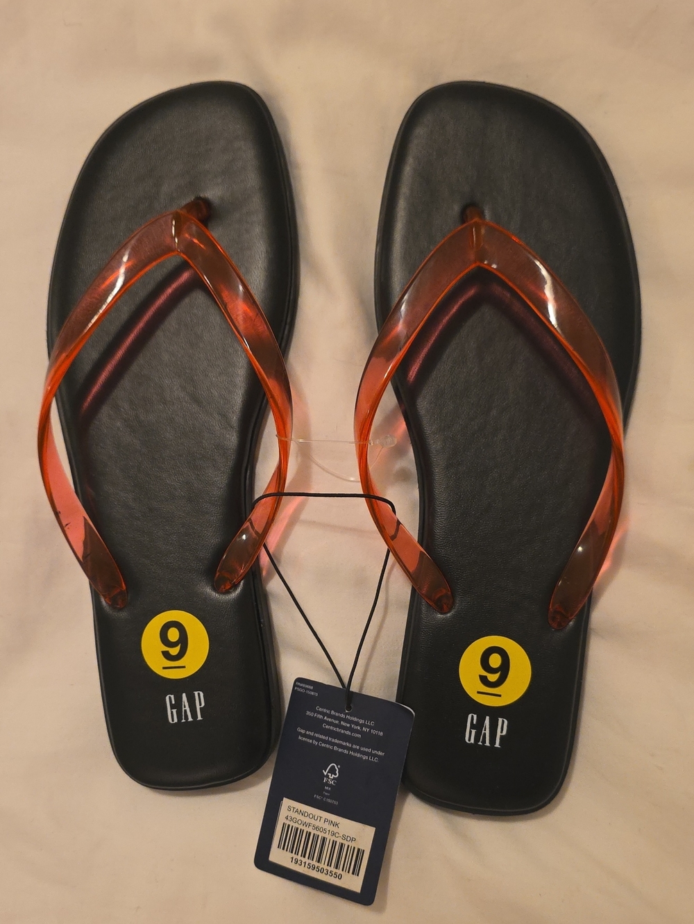GAP Women’s Black Sandals with Pink Translucent Straps